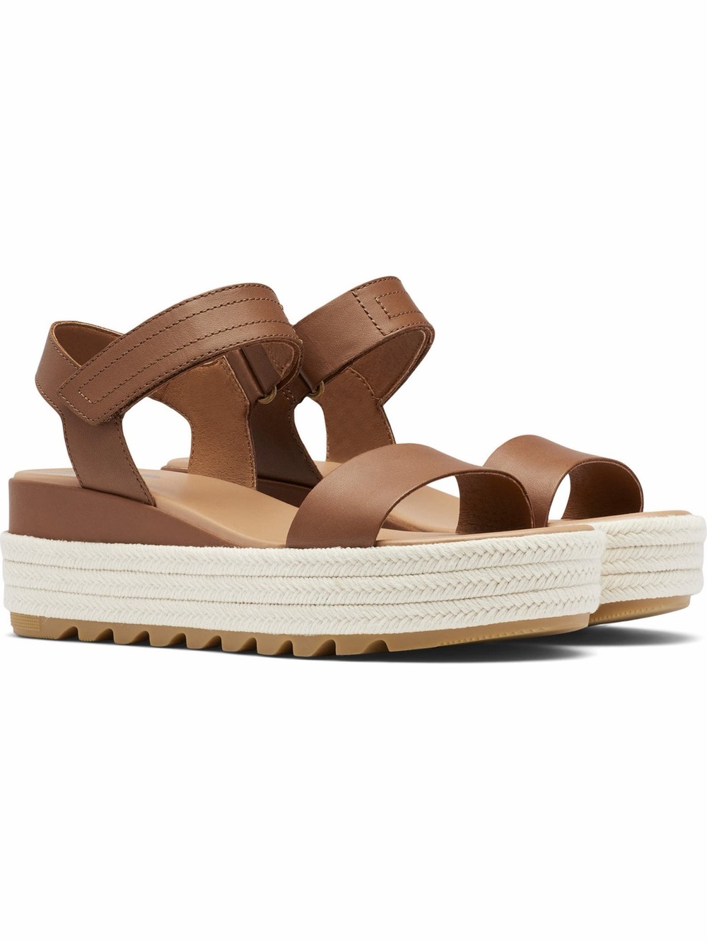 NEW Sorel Cameron Flatform Sandals Velvet Tan Chalk Women’s Size 8